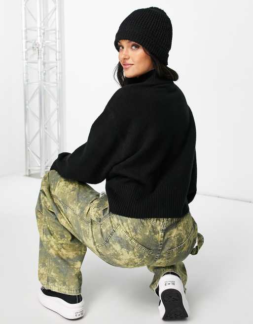 Monki high neck knitted jumper in black - BLACK, 2 of 4