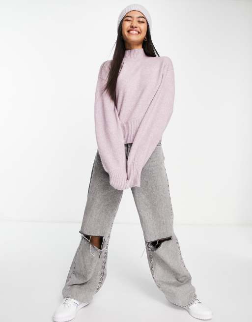 Monki high neck knitted sweater in dusty purple - PURPLE | ASOS