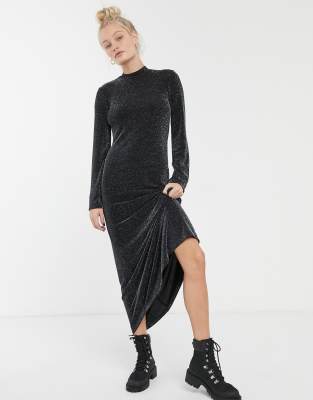 black glitter high neck dress