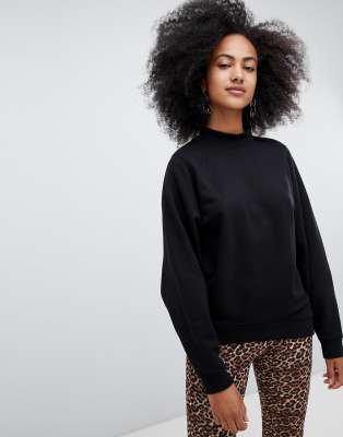 high neck black sweatshirt