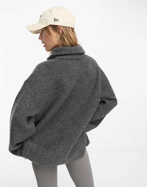monki knitted zip front sweater