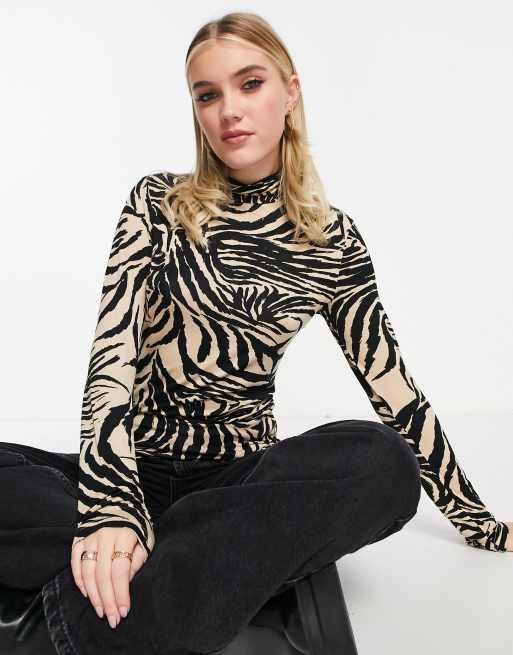 Zebra print roll neck sale