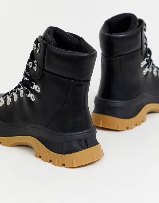 Monki high top hiking boots in black, 2 of 4