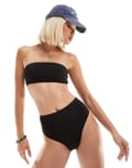 Monki high waist bikini bottoms in black