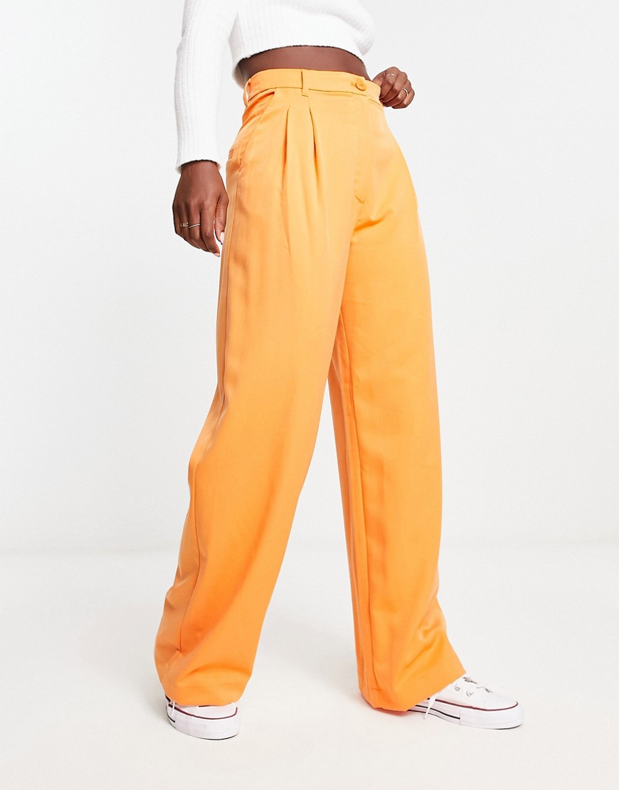 Monki Yoko Cotton Wide Leg Jeans In Orange - Orange