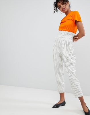 high rise striped pants