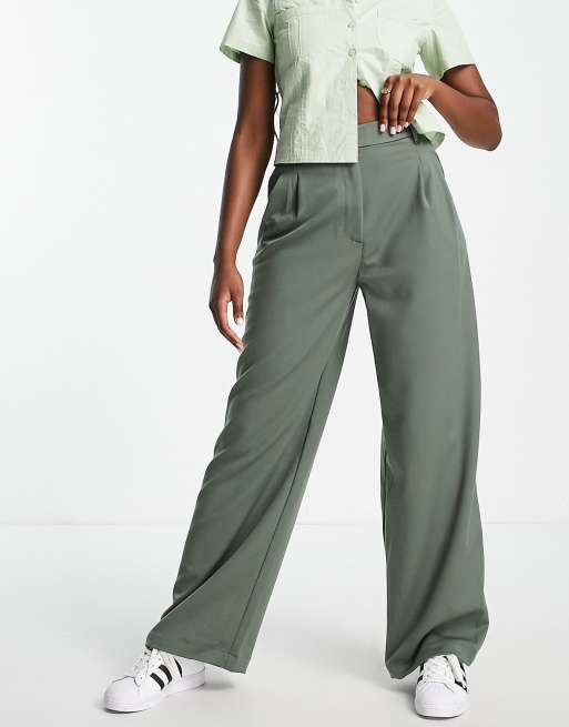 Khaki green high deals waisted trousers