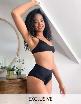 plain black high waisted bikini bottoms