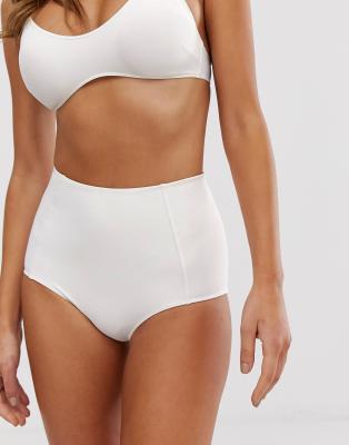 Monki high waisted bikini bottoms in white