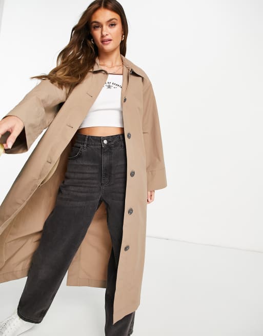 Monki Hilde trenchcoat in mole