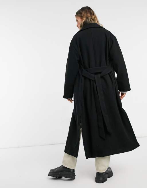 Manteau noir long oversize hot sale