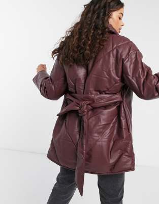 faux leather coat monki