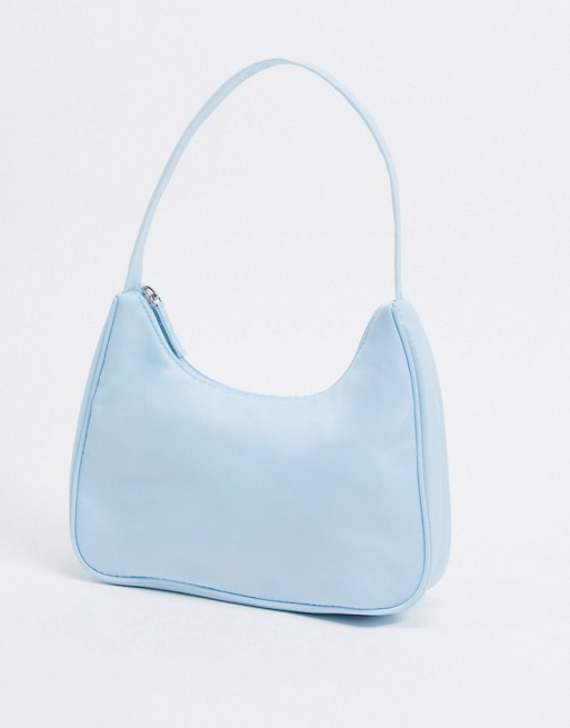 Monki Hilma recycled polyester shoulder bag in light blue