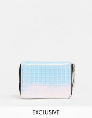 Blue Holographic Zip Around Wallet by Monki Uruguay Ubuy