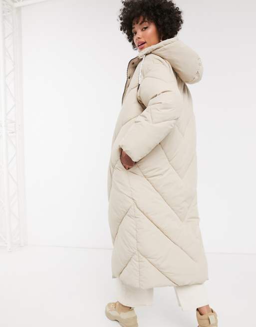 Monki hooded 2025 midi puffer coat