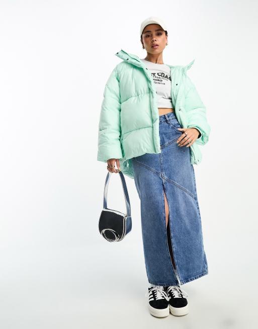 Monki oversized puffer store jacket with hood