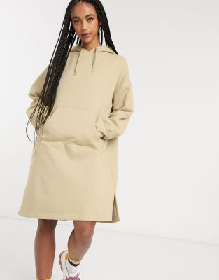 Monki hoodie sweater dress in beige | ASOS
