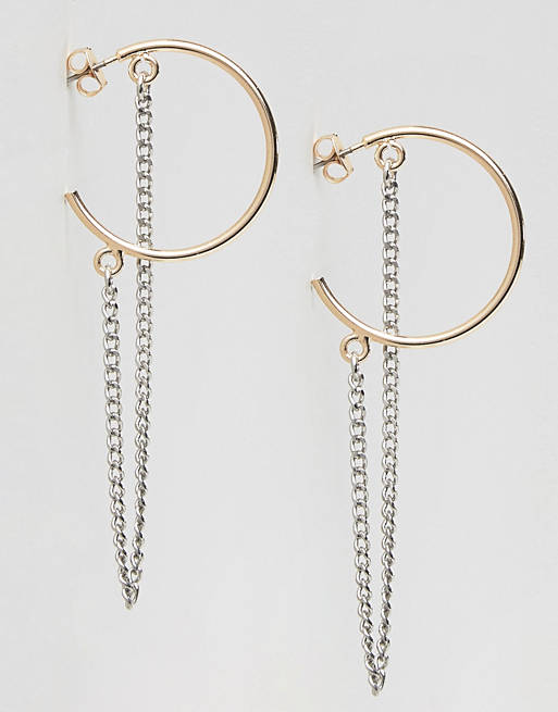Monki Hoop Chain Earrings