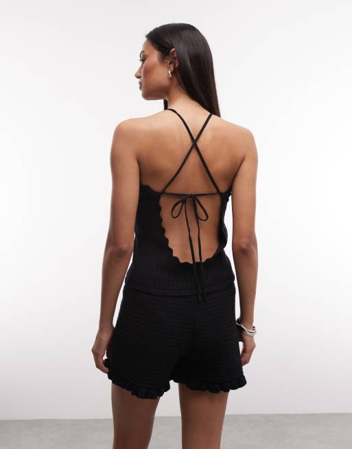 Monki - Hotpants neri all'uncinetto con volant in coordinato, 4 di 5