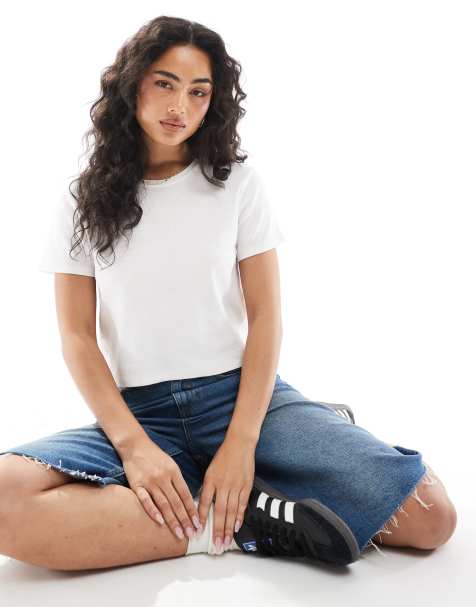 Monki - Hvid og krympet T-shirt - view 1