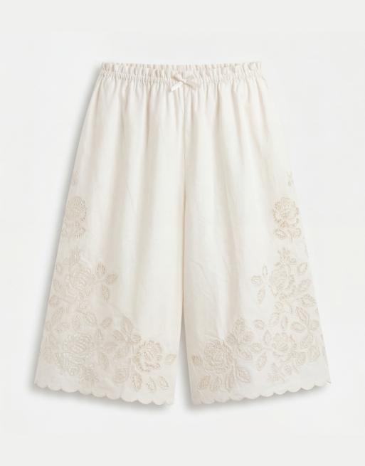 Monki - Hvide jorts med blomsterbroderi, 6 af 7