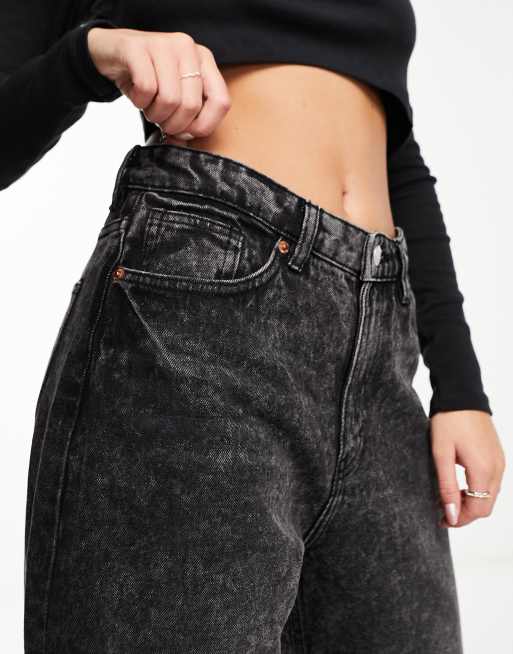 Monki Iku high rise loose fit jeans in black dark galaxy black | ASOS
