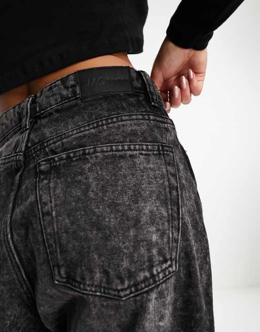 Monki Iku high rise loose fit jeans in black dark galaxy black | ASOS