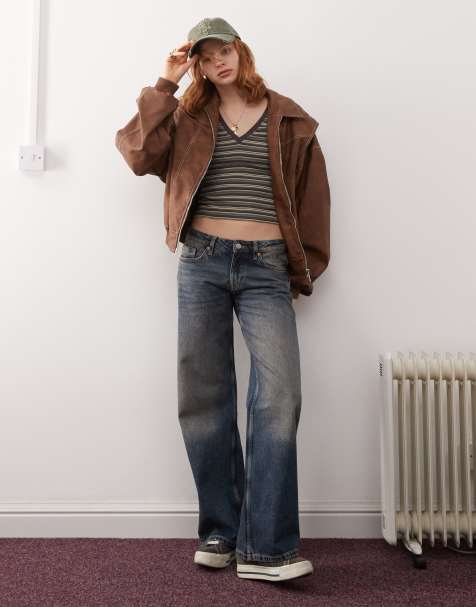 Monki - Imoo - Jean ample à taille basse - Bleu vintage délavé - view 1