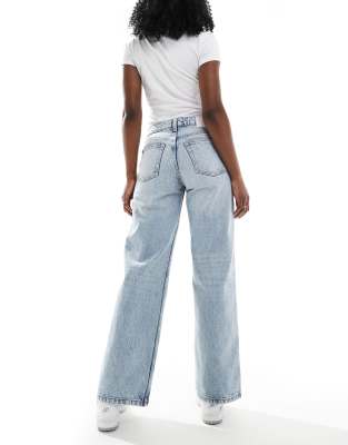 Monki Imoo Low Waist Wide Leg Jeans In Blue