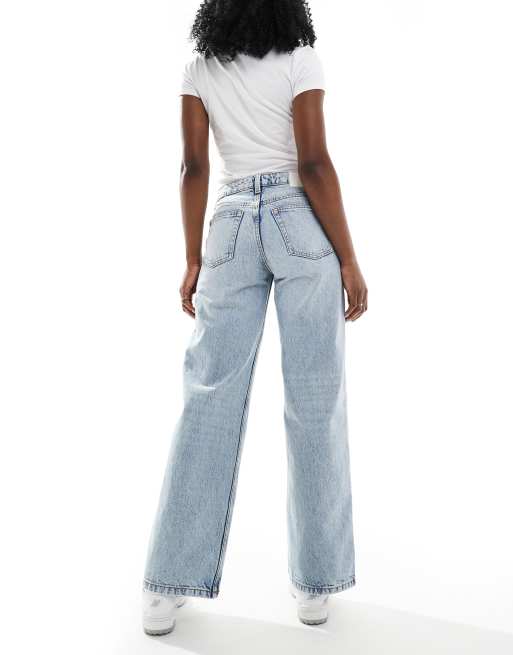 Monki imoo low waist wide leg jeans in light blue wash , 2 of 5