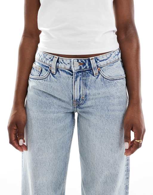 Monki imoo low waist wide leg jeans in light blue wash , 5 of 5