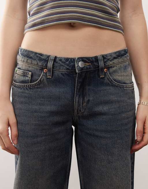 Monki – Imoo – Weit geschnittene Jeans in blauer Vintage-Waschung mit niedrigem Bund , 5 von 5