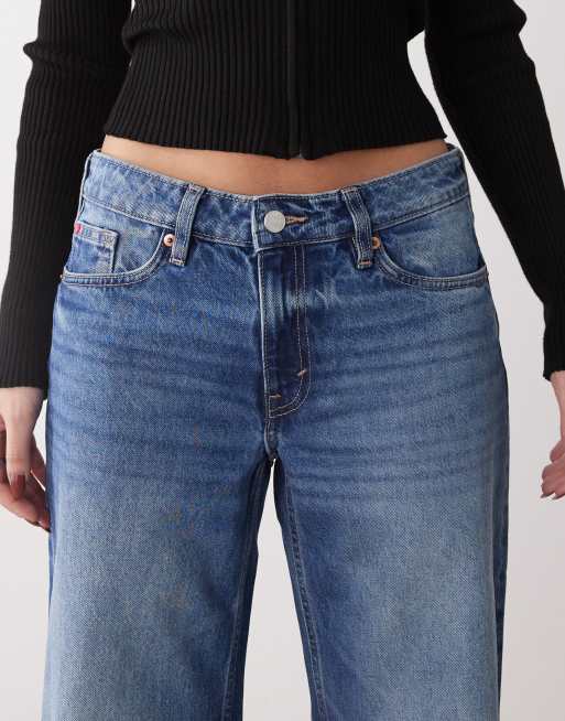 Monki – Imoo – Weit geschnittene Jeans in mittelblauer Waschung mit niedrigem Bund , 5 von 5
