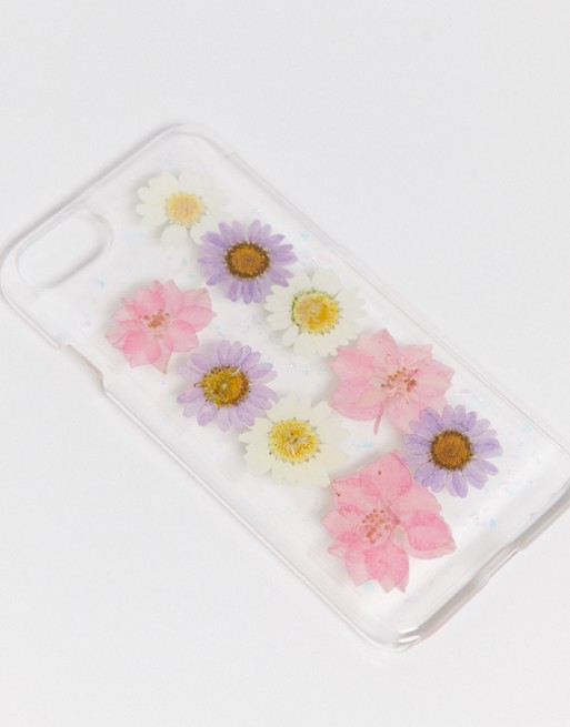 Monki iPhone case with real flowers for iPhone 6 7 and 8 in pink