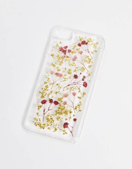 Monki - iPhone plus 6/7/8 hoesje met gedroogde bloemen in multi