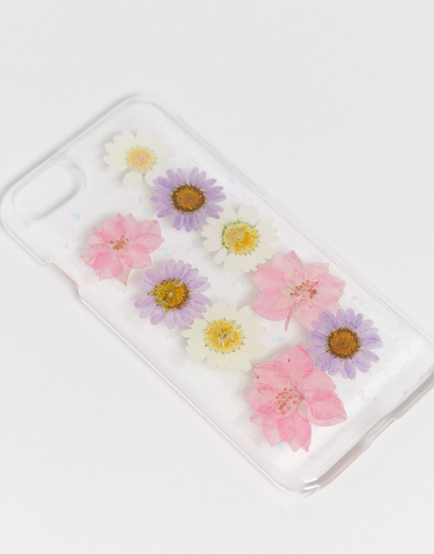 Monki - iPhonehoesje met echte bloemen voor de iPhone 6, 7 en 8 in roze