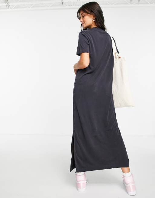 Monki Isabella super soft midi t shirt dress in black
