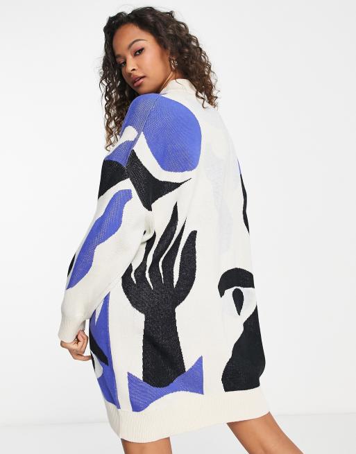 rai knit dress FARM Rio Multicolor Pretti Long Sleeve Knit Maxi Dress, Pretti Multicolor / XXS