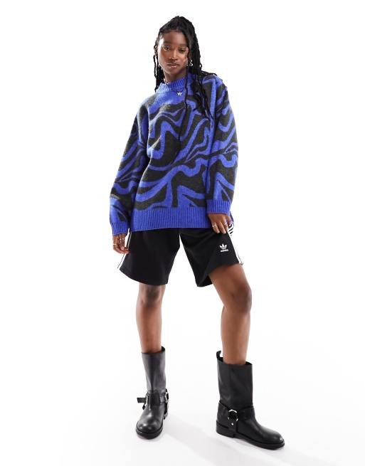 Monki jacquard knit sweater in blue big swirl pattern | ASOS