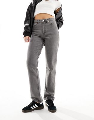Monki mid waist straight leg jeans in  grey wash - ASOS Price Checker