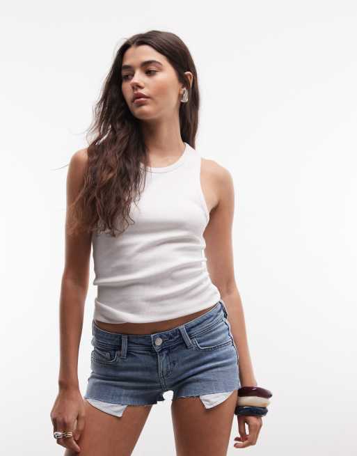 Monki – Jeans-Hotpants in Blau, 3 von 5