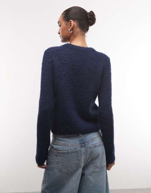 Monki jersey de punto holgado en azul marino, 4 de 4