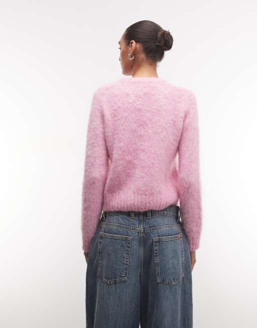 Monki jersey de punto holgado en rosa empolvado, 4 de 4