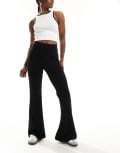 [Monki] Monki jersey flare leg pants in black 2XS black