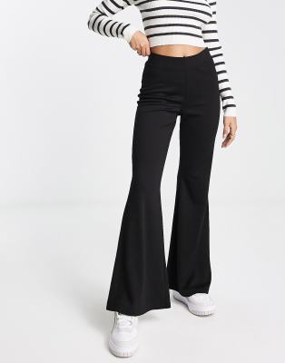 jersey flared pants in black