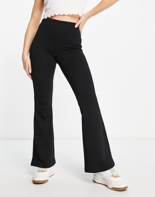 Monki jersey flared trousers in black