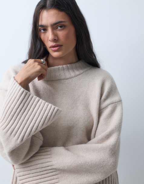Monki jersey holgado con cuello redondo en piedra - view 1