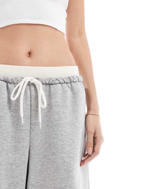 Monki - Jersey jort met elastische tailleband in gemêleerd grijs, 5 van 5