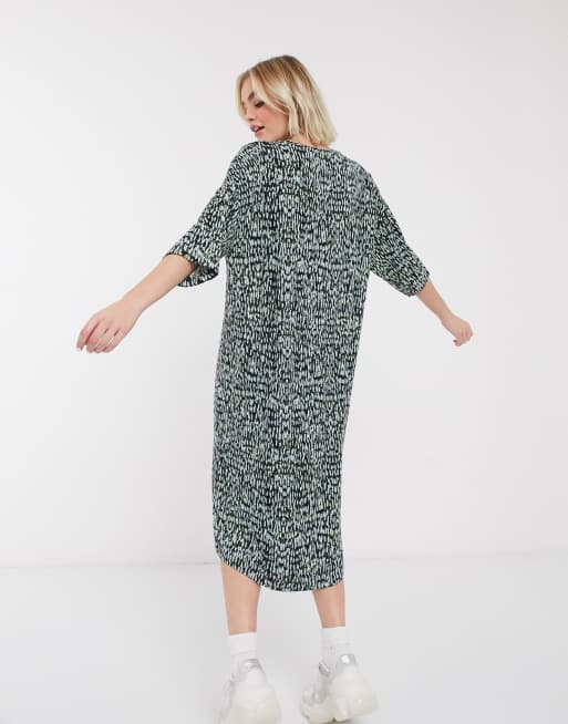 Monki - Jersey jurk met print in groen, 2 van 4