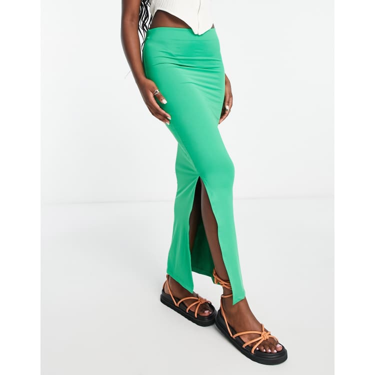 Long green hotsell jersey maxi skirt